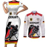 Custom Germany Ice Hockey Couples Matching Short Sleeve Bodycon Dress and Long Sleeve Button Shirt Retro Jersey
