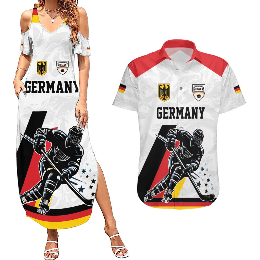 Custom Germany Ice Hockey Couples Matching Summer Maxi Dress and Hawaiian Shirt Retro Jersey