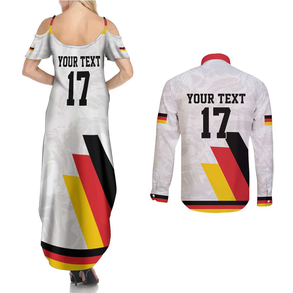 Custom Germany Ice Hockey Couples Matching Summer Maxi Dress and Long Sleeve Button Shirt Retro Jersey
