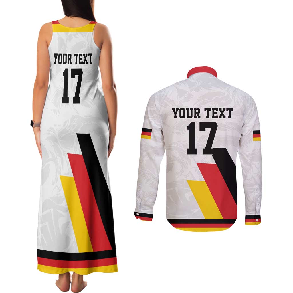 Custom Germany Ice Hockey Couples Matching Tank Maxi Dress and Long Sleeve Button Shirt Retro Jersey