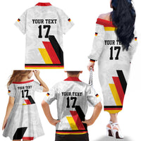Custom Germany Ice Hockey Family Matching Off The Shoulder Long Sleeve Dress and Hawaiian Shirt Retro Jersey