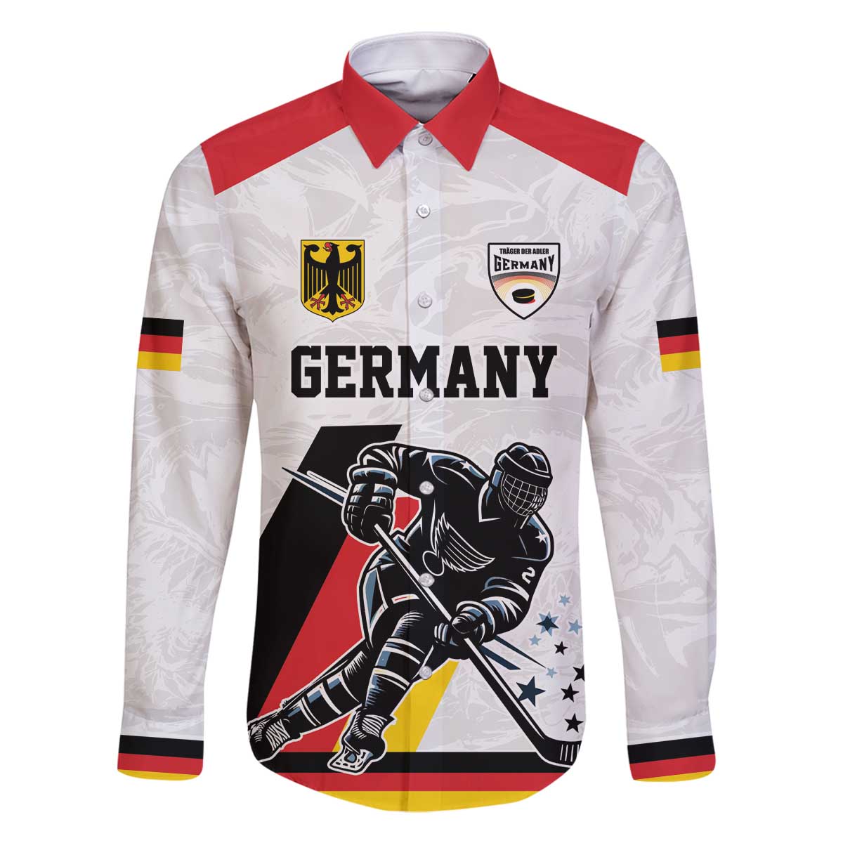 Custom Germany Ice Hockey Family Matching Off The Shoulder Long Sleeve Dress and Hawaiian Shirt Retro Jersey