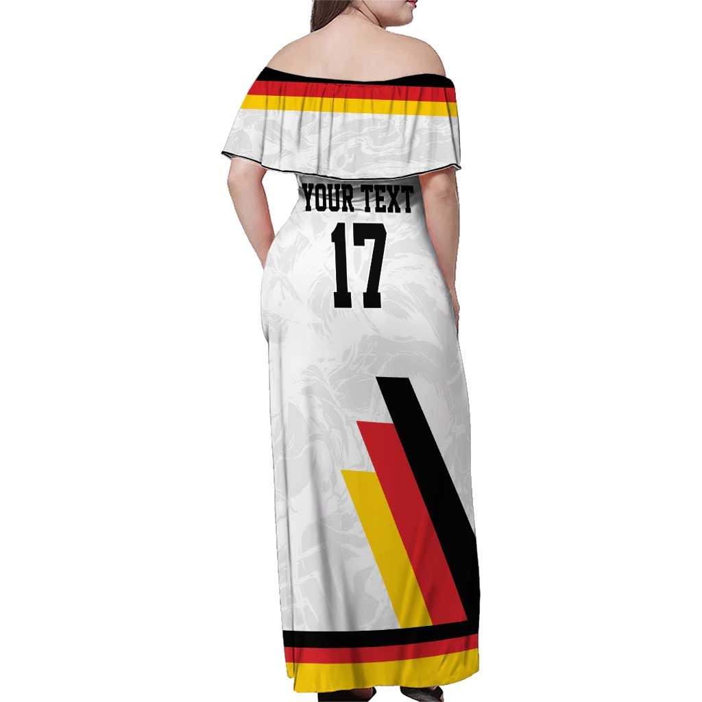 Custom Germany Ice Hockey Family Matching Off Shoulder Maxi Dress and Hawaiian Shirt Retro Jersey