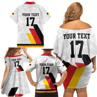 Custom Germany Ice Hockey Family Matching Off Shoulder Short Dress and Hawaiian Shirt Retro Jersey