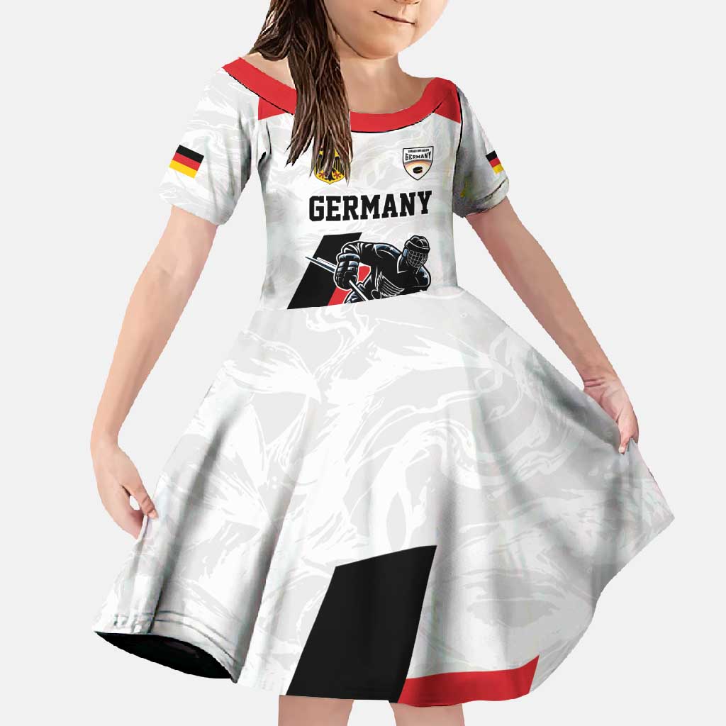 Custom Germany Ice Hockey Family Matching Short Sleeve Bodycon Dress and Hawaiian Shirt Retro Jersey