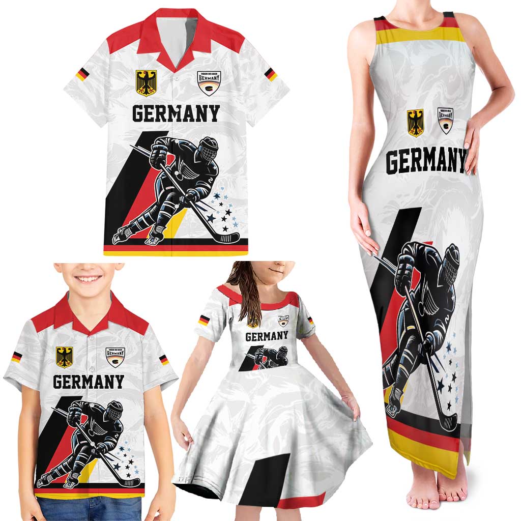 Custom Germany Ice Hockey Family Matching Tank Maxi Dress and Hawaiian Shirt Retro Jersey