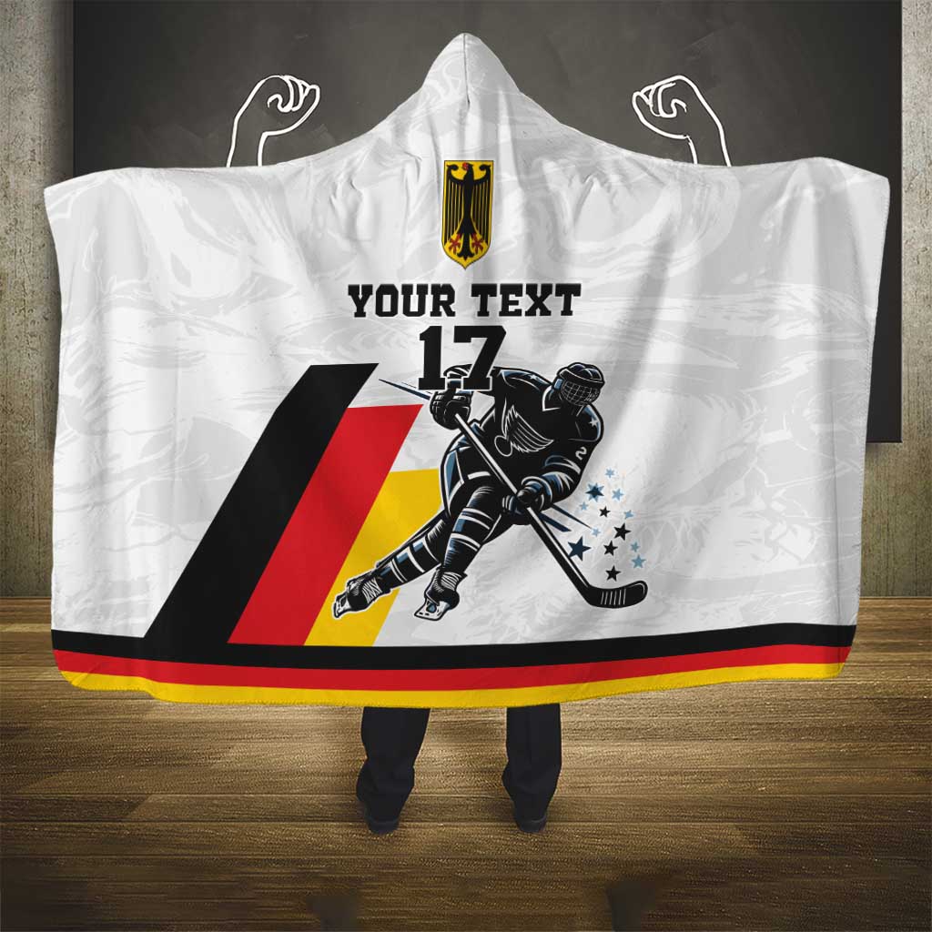 Custom Germany Ice Hockey Hooded Blanket Retro Jersey