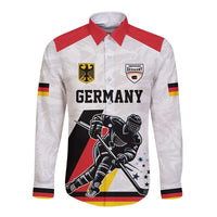 Custom Germany Ice Hockey Long Sleeve Button Shirt Retro Jersey