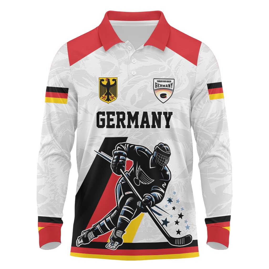 Custom Germany Ice Hockey Long Sleeve Polo Shirt Retro Jersey