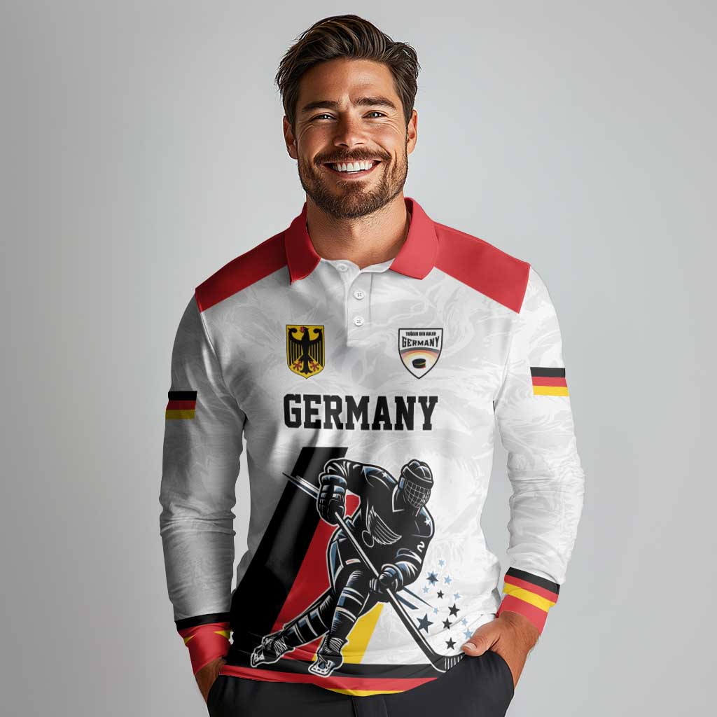 Custom Germany Ice Hockey Long Sleeve Polo Shirt Retro Jersey