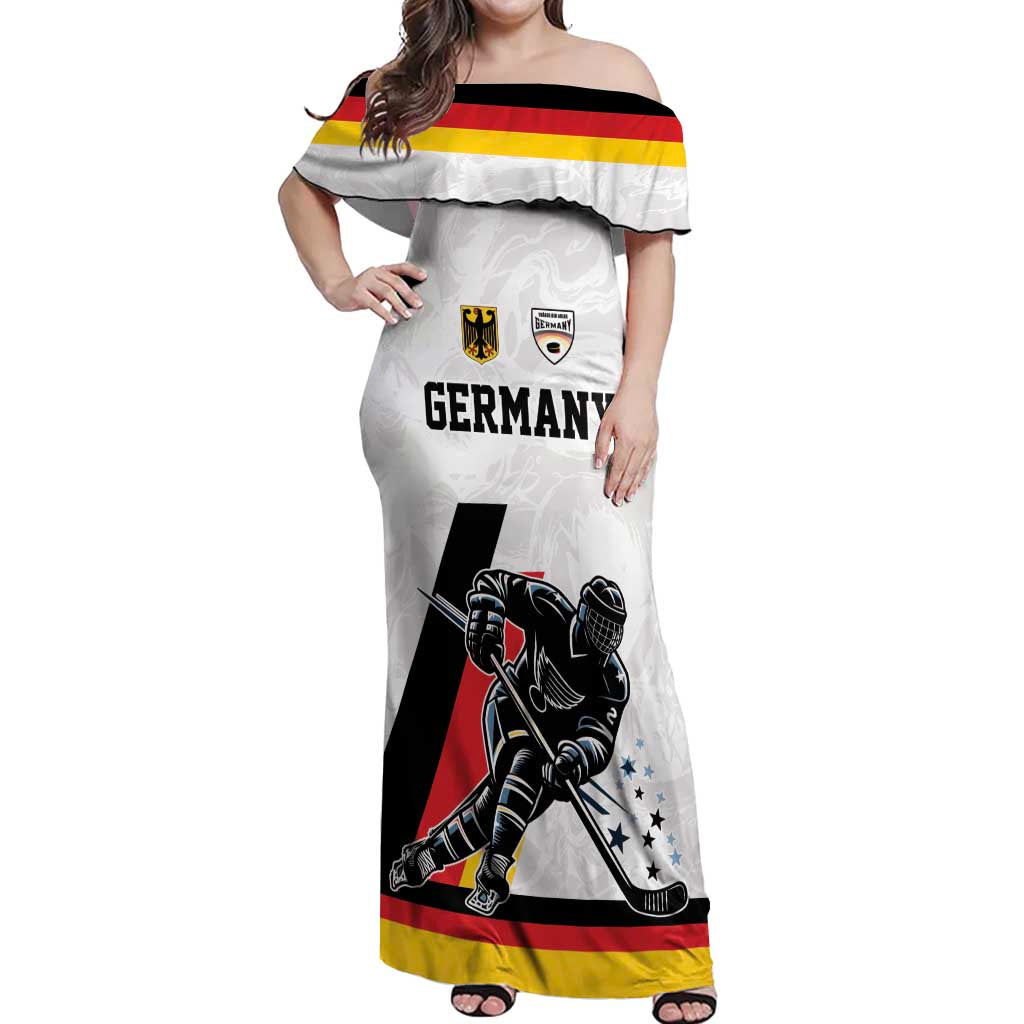 Custom Germany Ice Hockey Off Shoulder Maxi Dress Retro Jersey