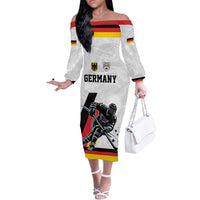 Custom Germany Ice Hockey Off The Shoulder Long Sleeve Dress Retro Jersey