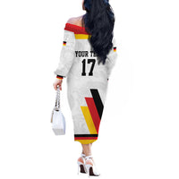 Custom Germany Ice Hockey Off The Shoulder Long Sleeve Dress Retro Jersey