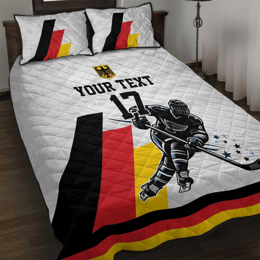 Custom Germany Ice Hockey Quilt Bed Set Retro Jersey