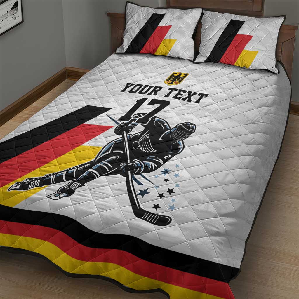 Custom Germany Ice Hockey Quilt Bed Set Retro Jersey