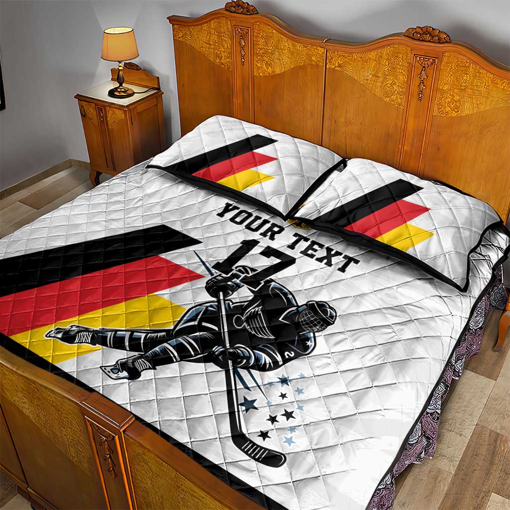 Custom Germany Ice Hockey Quilt Bed Set Retro Jersey