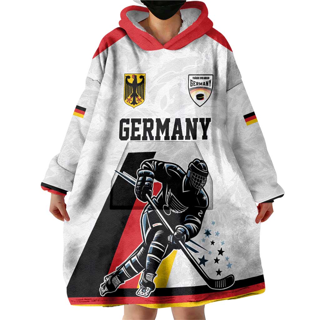 Custom Germany Ice Hockey Wearable Blanket Hoodie Retro Jersey