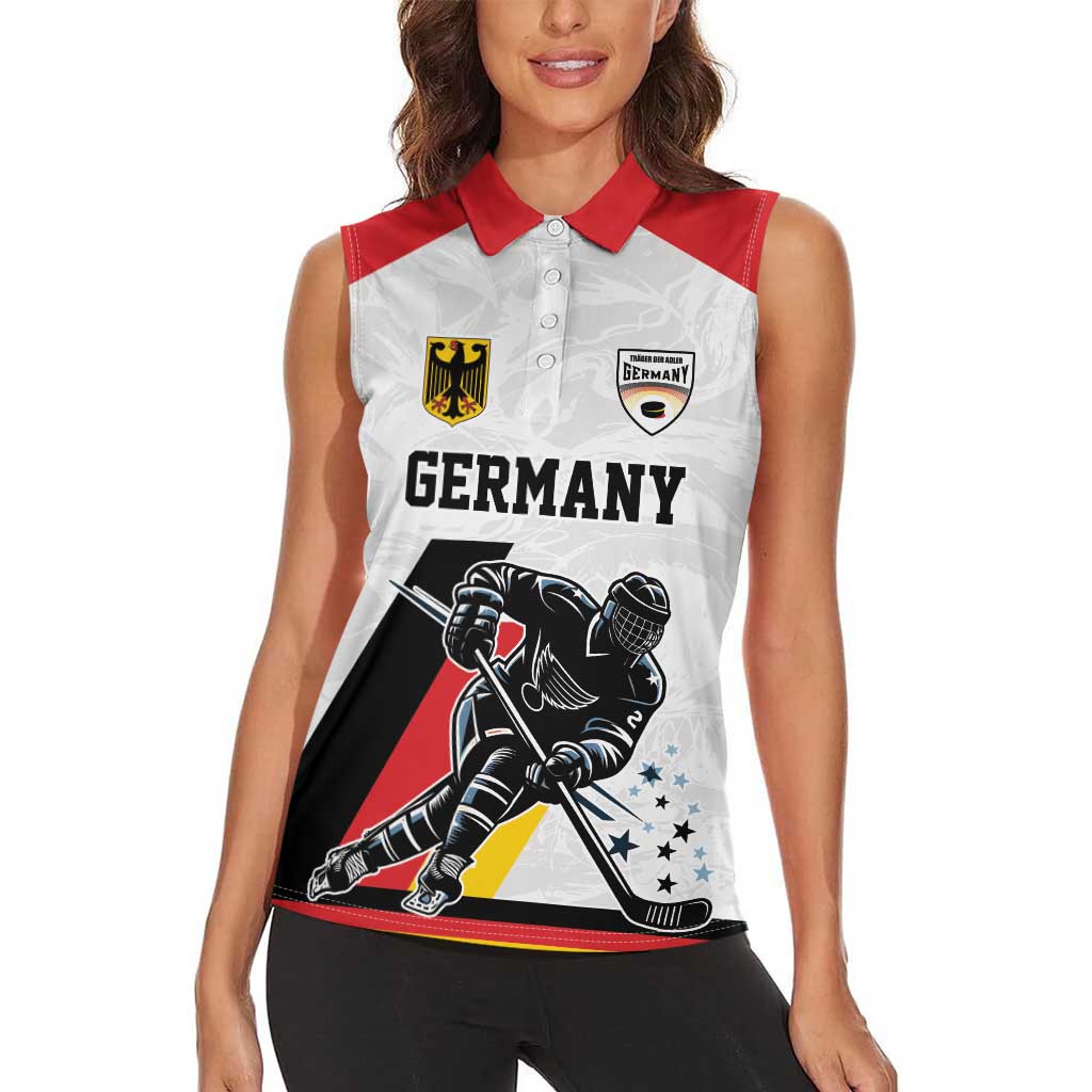 Custom Germany Ice Hockey Women Sleeveless Polo Shirt Retro Jersey