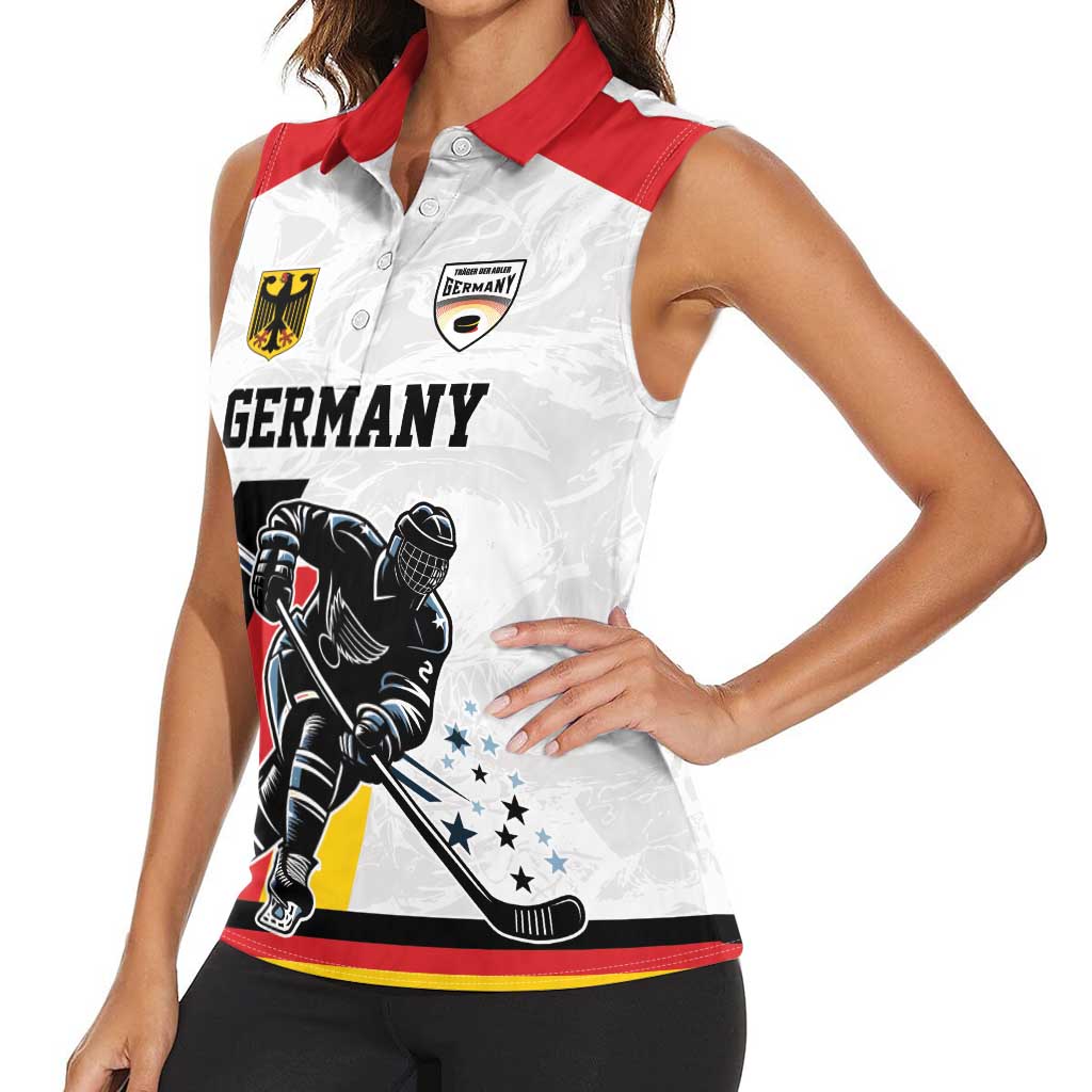 Custom Germany Ice Hockey Women Sleeveless Polo Shirt Retro Jersey