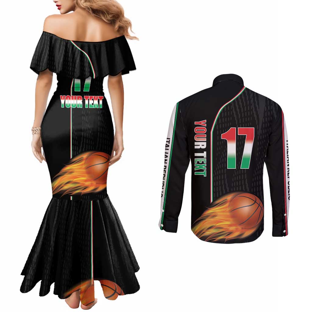 Custom Italian Republic Baketball Couples Matching Mermaid Dress and Long Sleeve Button Shirt Sporty Style