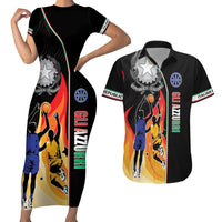 Custom Italian Republic Baketball Couples Matching Short Sleeve Bodycon Dress and Hawaiian Shirt Sporty Style