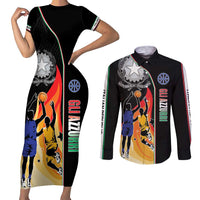 Custom Italian Republic Baketball Couples Matching Short Sleeve Bodycon Dress and Long Sleeve Button Shirt Sporty Style