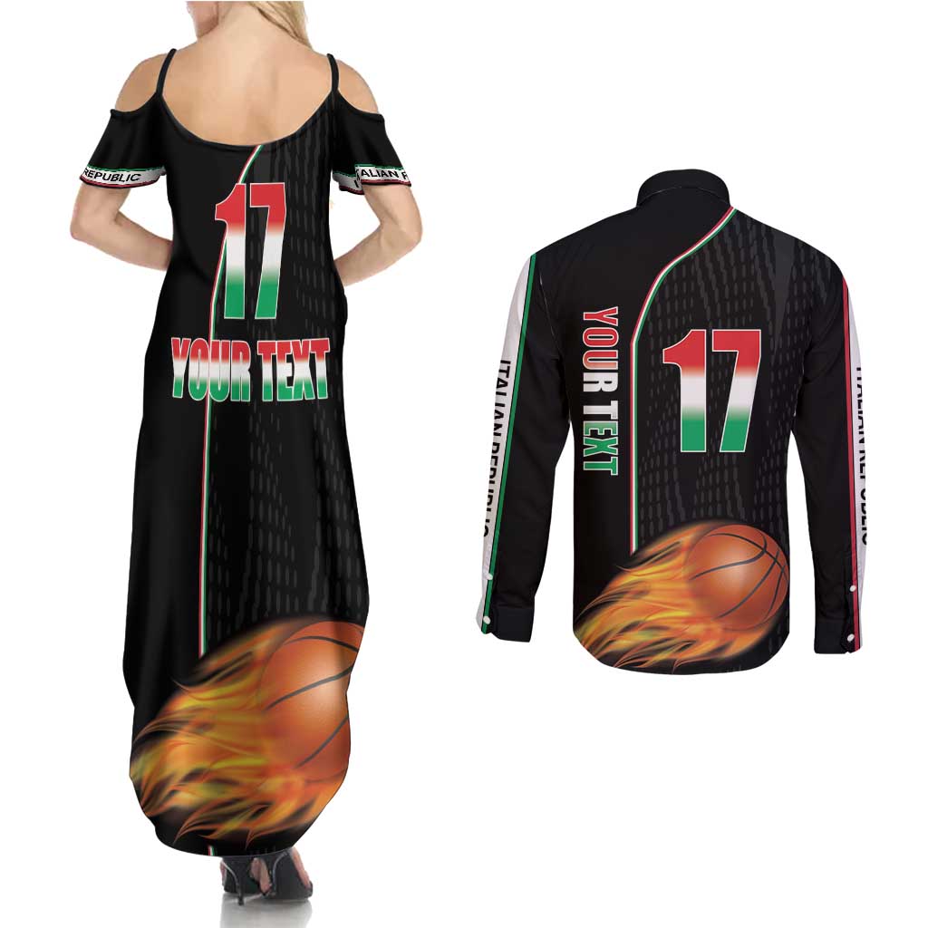 Custom Italian Republic Baketball Couples Matching Summer Maxi Dress and Long Sleeve Button Shirt Sporty Style