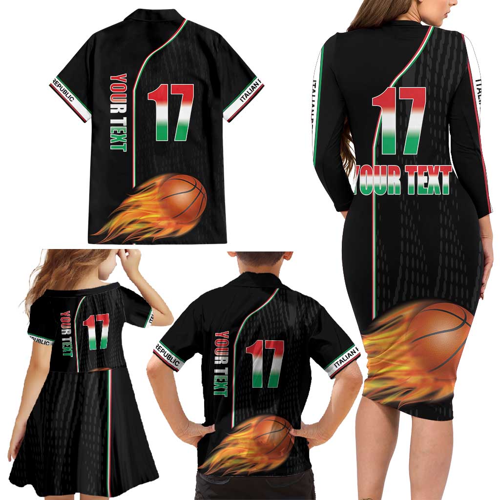 Custom Italian Republic Baketball Family Matching Long Sleeve Bodycon Dress and Hawaiian Shirt Sporty Style