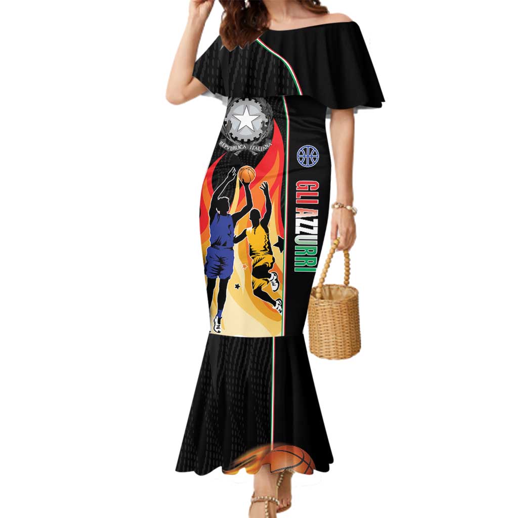 Custom Italian Republic Baketball Family Matching Mermaid Dress and Hawaiian Shirt Sporty Style