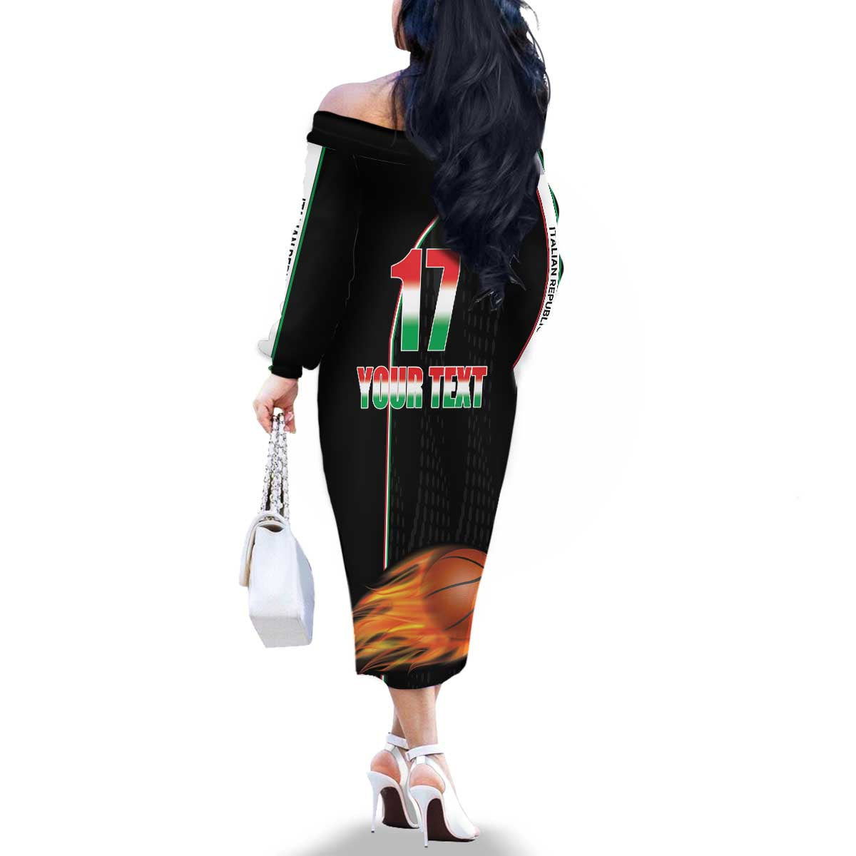 Custom Italian Republic Baketball Family Matching Off The Shoulder Long Sleeve Dress and Hawaiian Shirt Sporty Style
