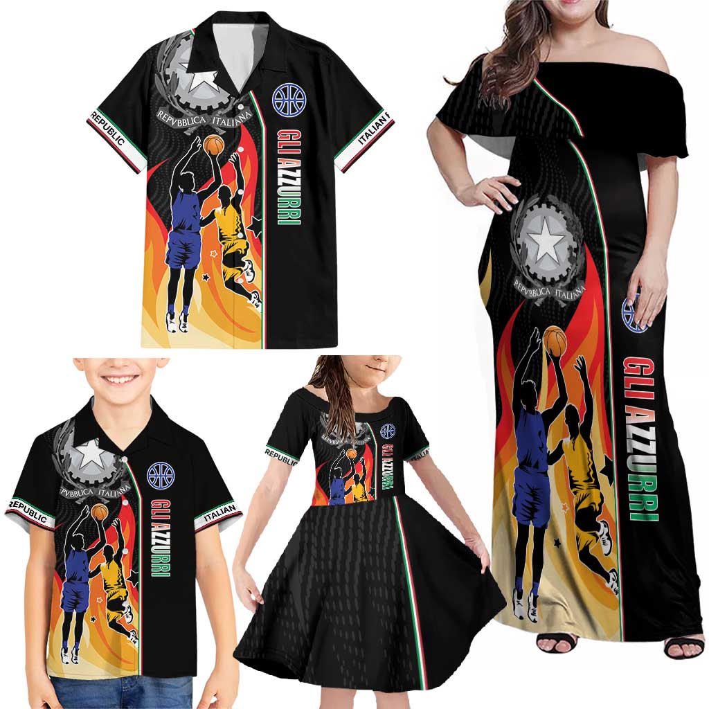 Custom Italian Republic Baketball Family Matching Off Shoulder Maxi Dress and Hawaiian Shirt Sporty Style