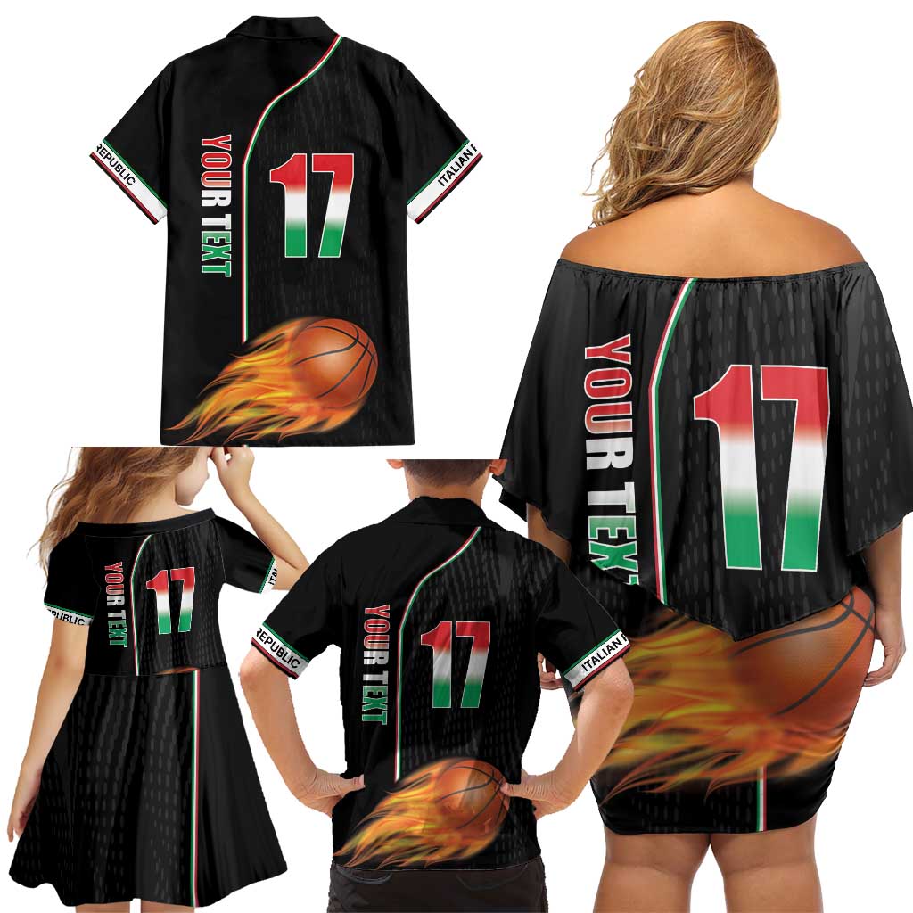 Custom Italian Republic Baketball Family Matching Off Shoulder Short Dress and Hawaiian Shirt Sporty Style