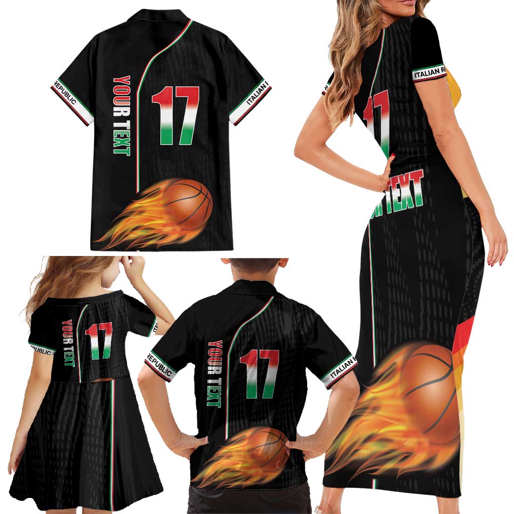 Custom Italian Republic Baketball Family Matching Short Sleeve Bodycon Dress and Hawaiian Shirt Sporty Style