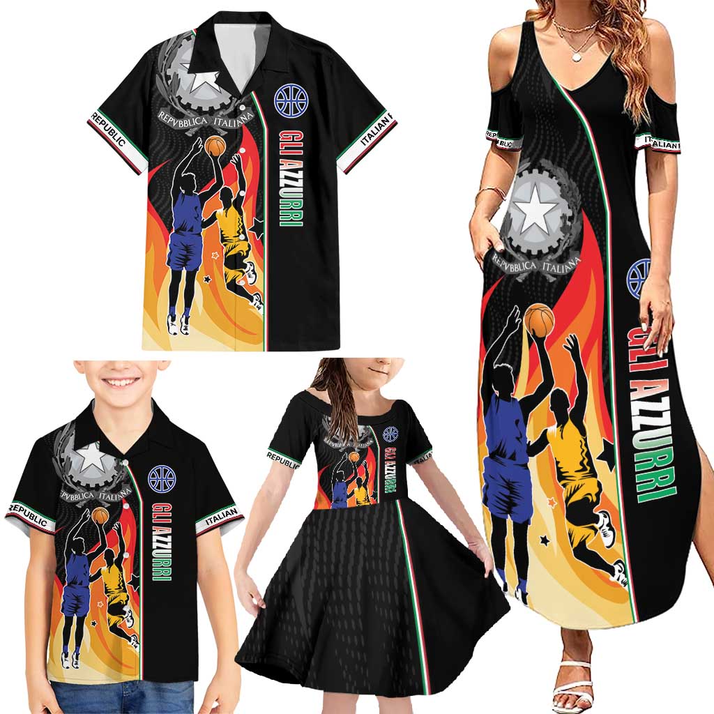 Custom Italian Republic Baketball Family Matching Summer Maxi Dress and Hawaiian Shirt Sporty Style