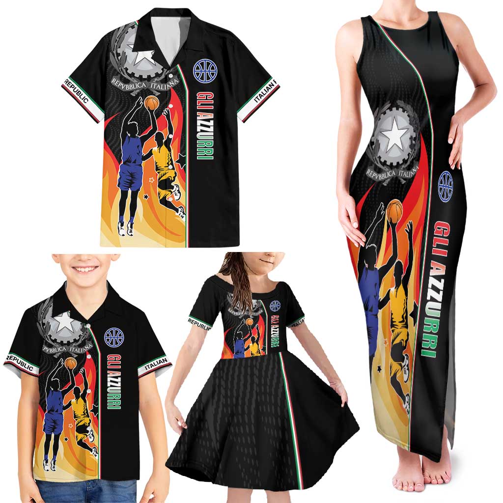 Custom Italian Republic Baketball Family Matching Tank Maxi Dress and Hawaiian Shirt Sporty Style