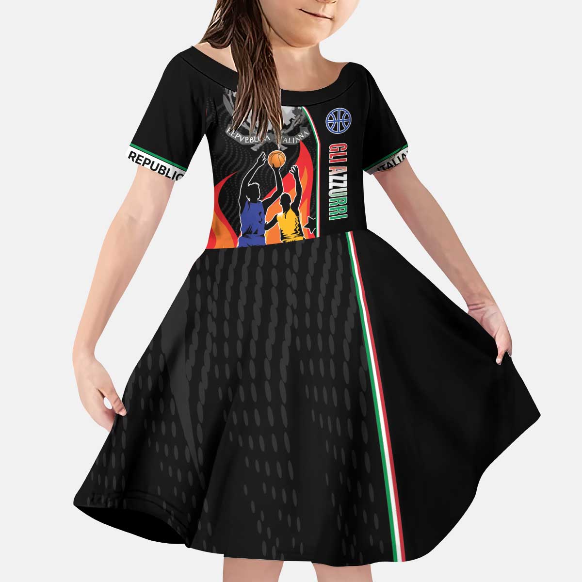 Custom Italian Republic Baketball Kid Short Sleeve Dress Sporty Style