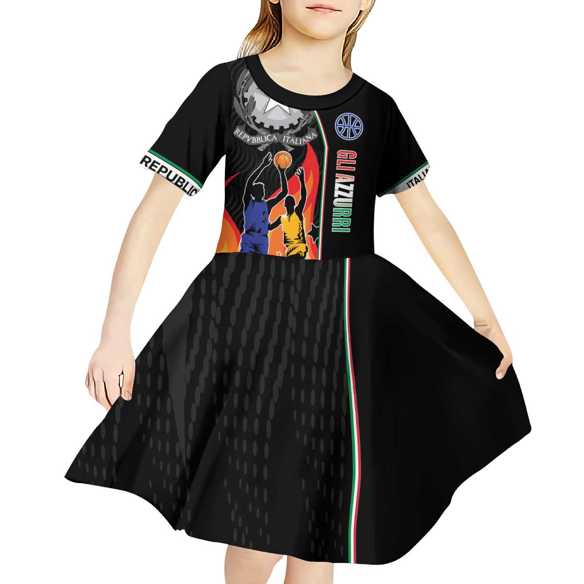 Custom Italian Republic Baketball Kid Short Sleeve Dress Sporty Style