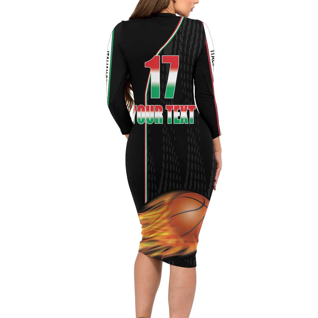 Custom Italian Republic Baketball Long Sleeve Bodycon Dress Sporty Style