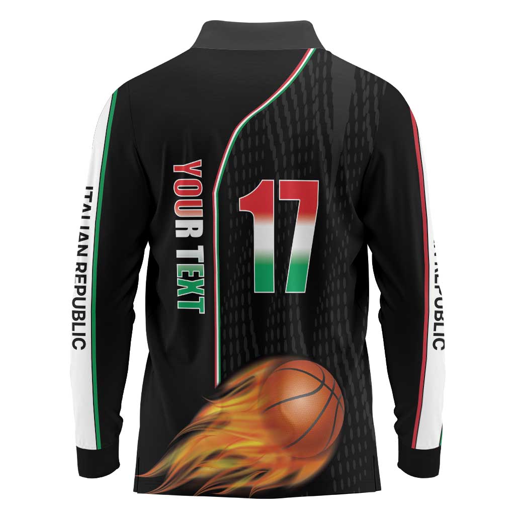 Custom Italian Republic Baketball Long Sleeve Polo Shirt Sporty Style