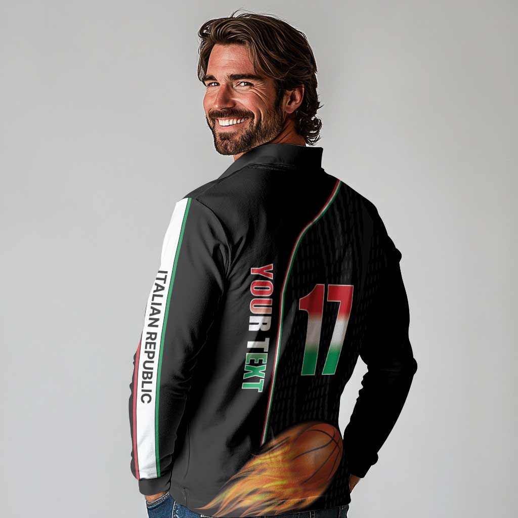 Custom Italian Republic Baketball Long Sleeve Polo Shirt Sporty Style