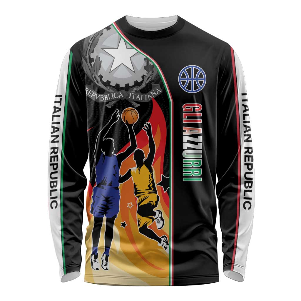 Custom Italian Republic Baketball Long Sleeve Shirt Sporty Style