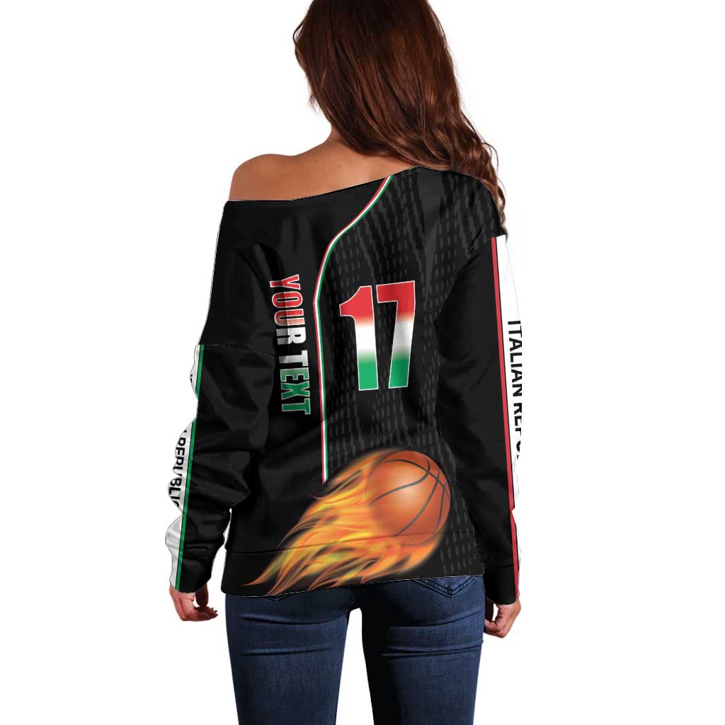 Custom Italian Republic Baketball Off Shoulder Sweater Sporty Style