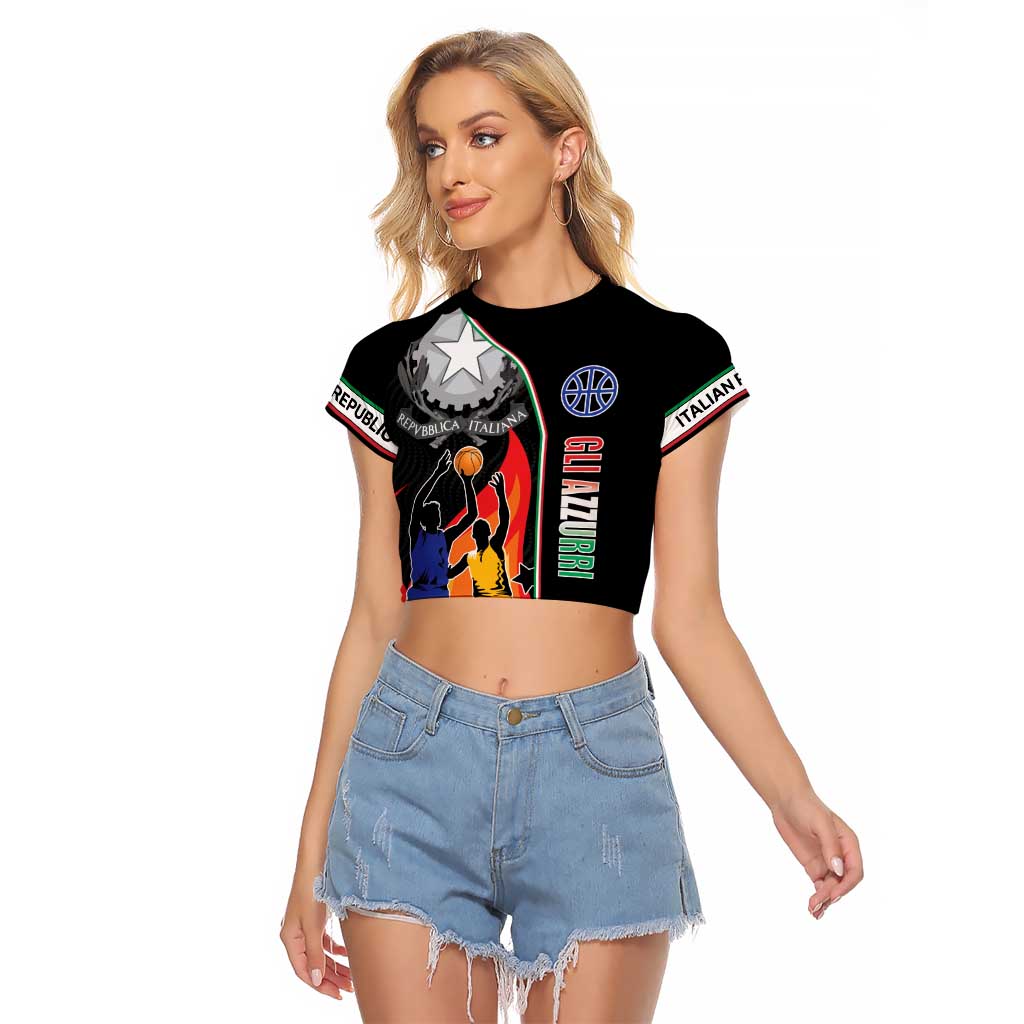 Custom Italian Republic Baketball Raglan Cropped T Shirt Sporty Style