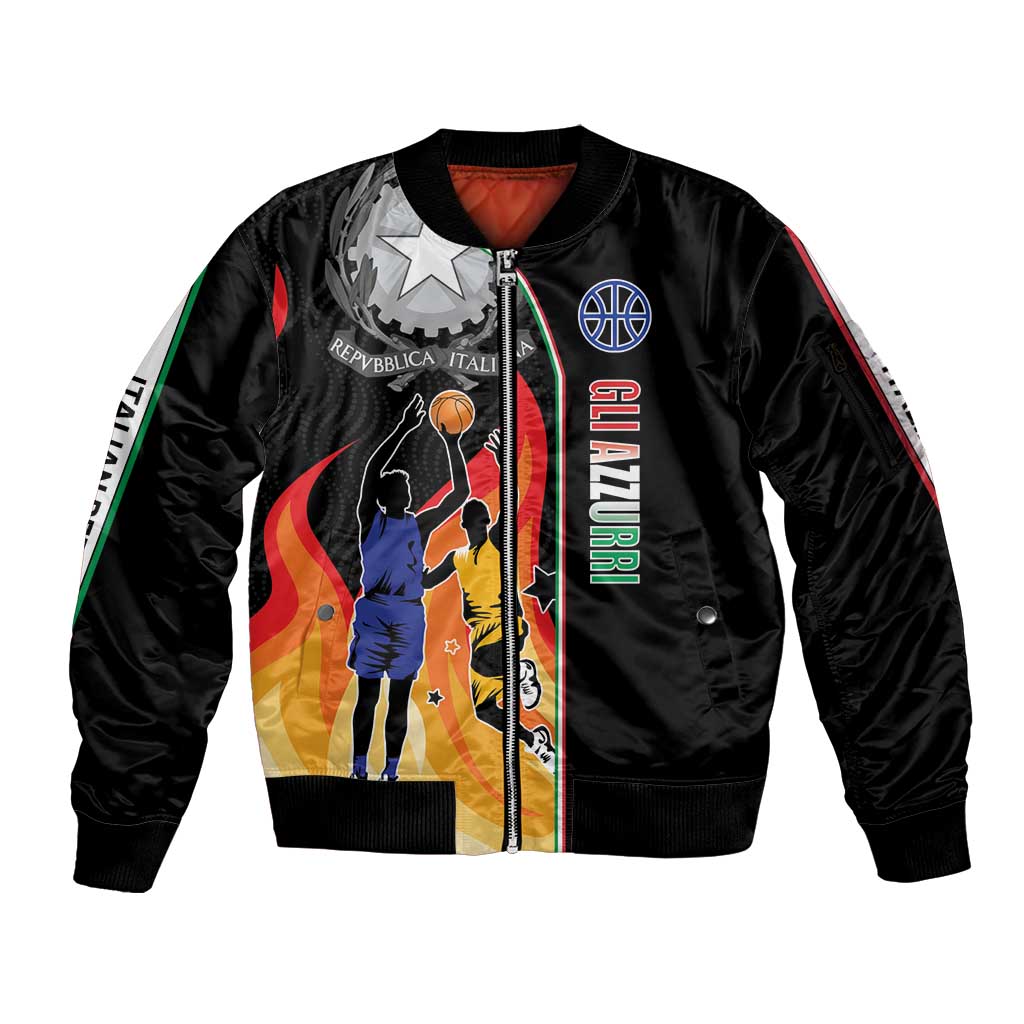 Custom Italian Republic Baketball Sleeve Zip Bomber Jacket Sporty Style