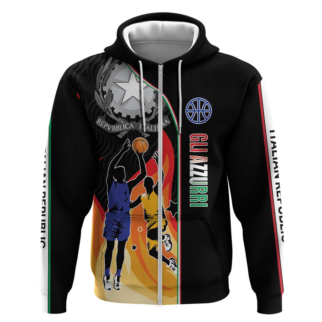 Custom Italian Republic Baketball Zip Hoodie Sporty Style