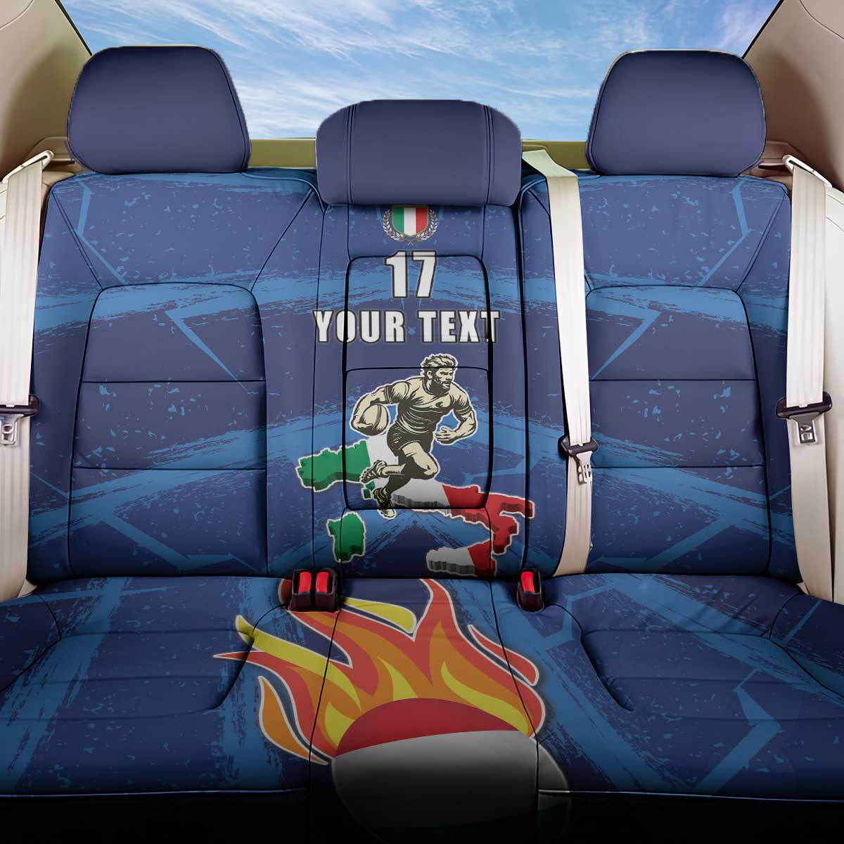 Italian Republic Rugby Custom Back Car Seat Cover Sporty Style