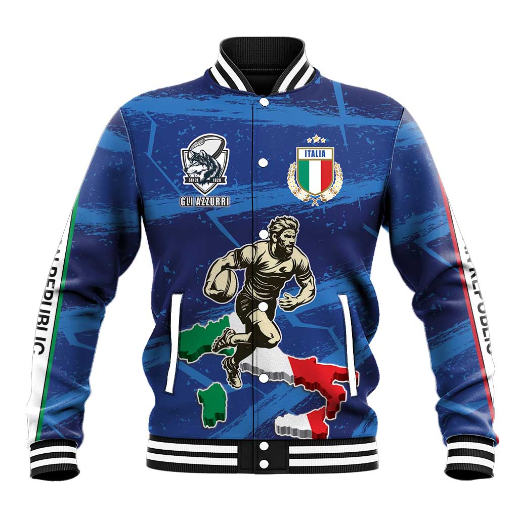 Italian Republic Rugby Custom Baseball Jacket Sporty Style
