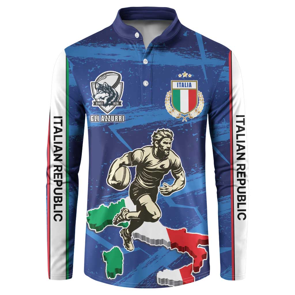 Italian Republic Rugby Custom Button Sweatshirt Sporty Style