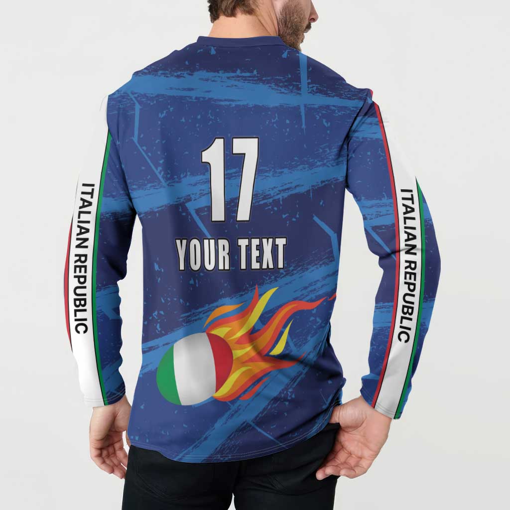 Italian Republic Rugby Custom Button Sweatshirt Sporty Style