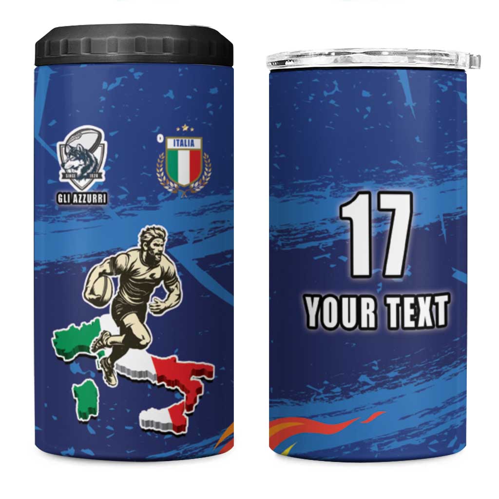Italian Republic Rugby Custom 4 in 1 Can Cooler Tumbler Sporty Style